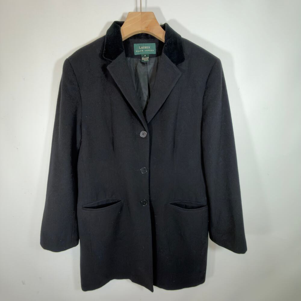 Lauren Ralph Lauren Wool & Cashmere Blend Coat Womens 14 Velvet Lapel Classic